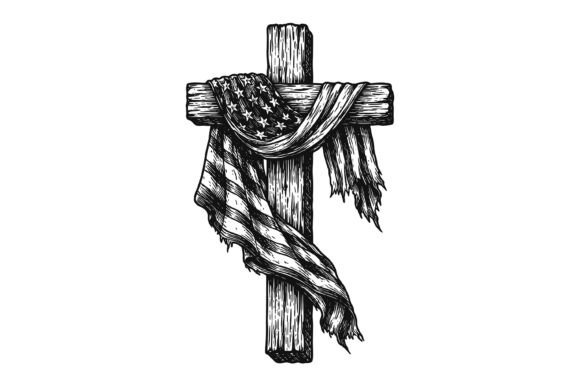 American Flag Cross Christian Design: Faith & Patriotism