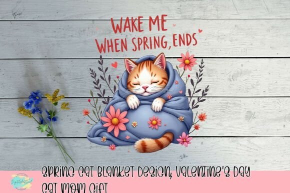 Charming Spring Cat Blanket Design for Cat Mom Gifts