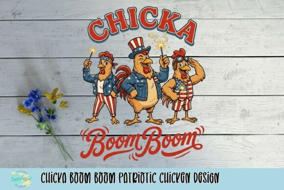 Chicka Boom Boom Patriotic Chicken Design: A Whimsical Asset