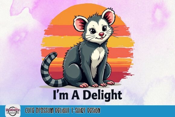 Cute Opossum Delight: A Playful Graphic Design Asset