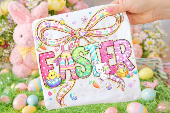 Easter Coquette Bow Preppy Design PNG for Creative Projects