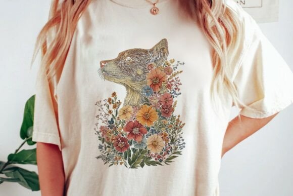 Floral Dog Head Botanical Design Png: A Modern Asset