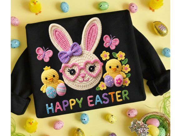 Happy Easter Bunny Yarn Tshirt Design: A Festive Graphic