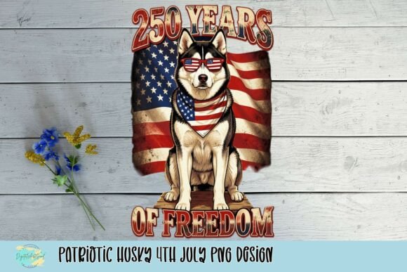 Patriotic Husky: 4th of July PNG Design