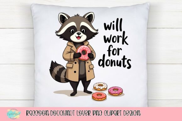 Raccoon Doughnut Lover: A Sweet Clipart Design