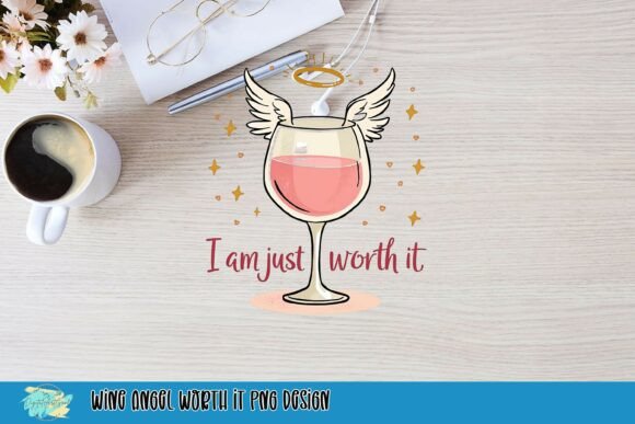 Wine Angel Worth It PNG Design: A Divine Asset for Creative Projects